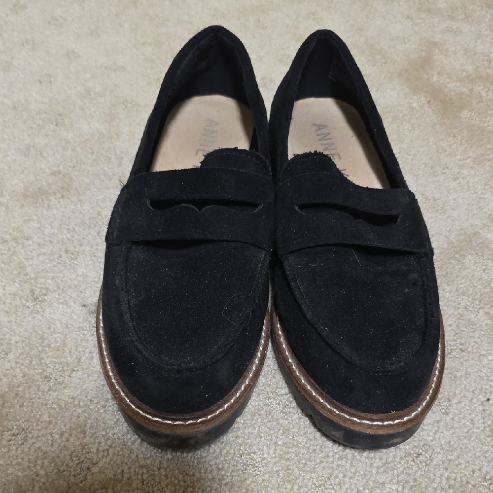Anne Klein Black Loafers with Brown Trim
